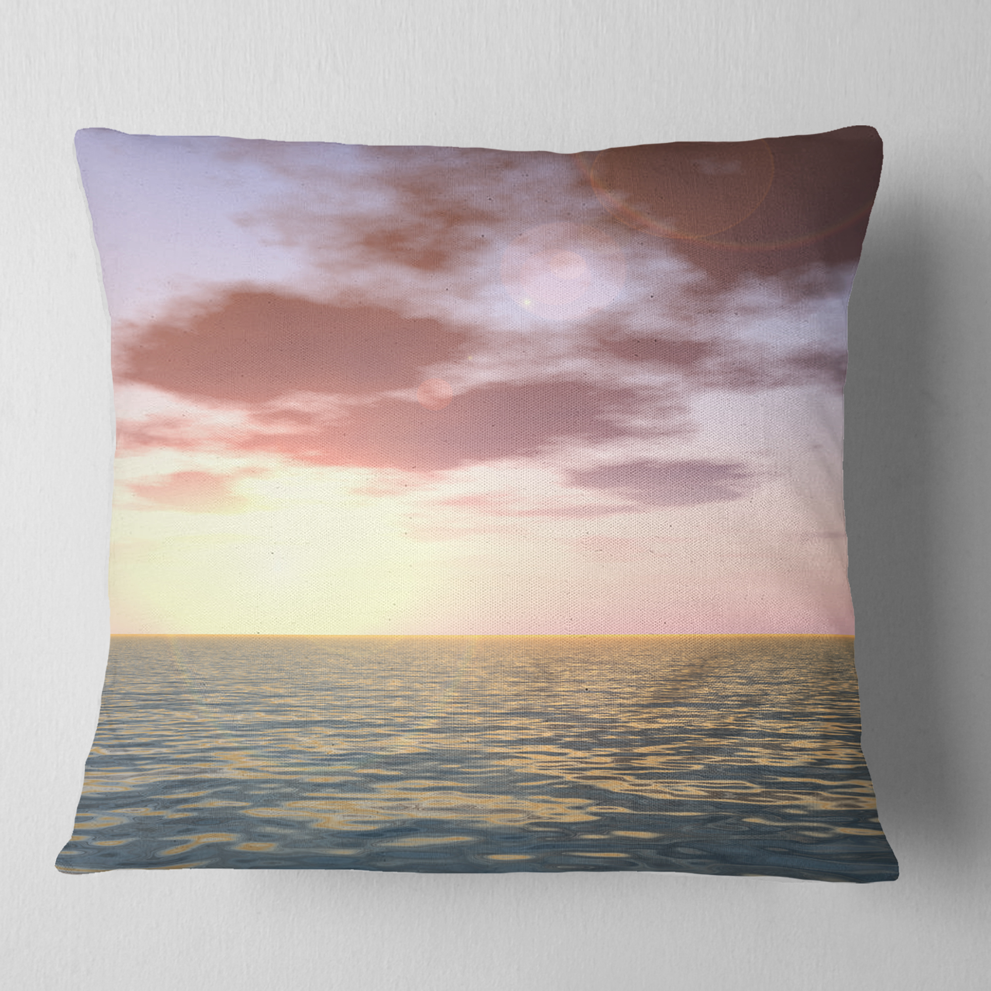 Designart Purple Tinged Atlantic Seashore - Seascape Throw Pillow - 18x18