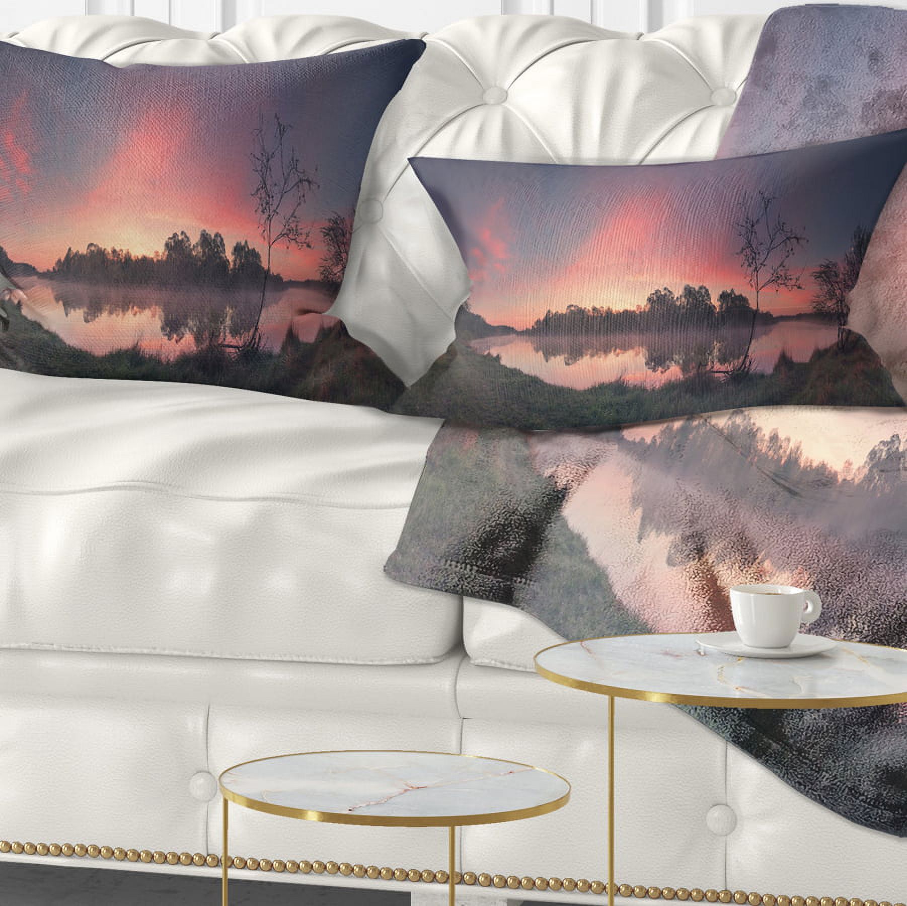 Designart Purple Tinged Spring Mountains - Landscape Printed Throw Pillow - 12x20