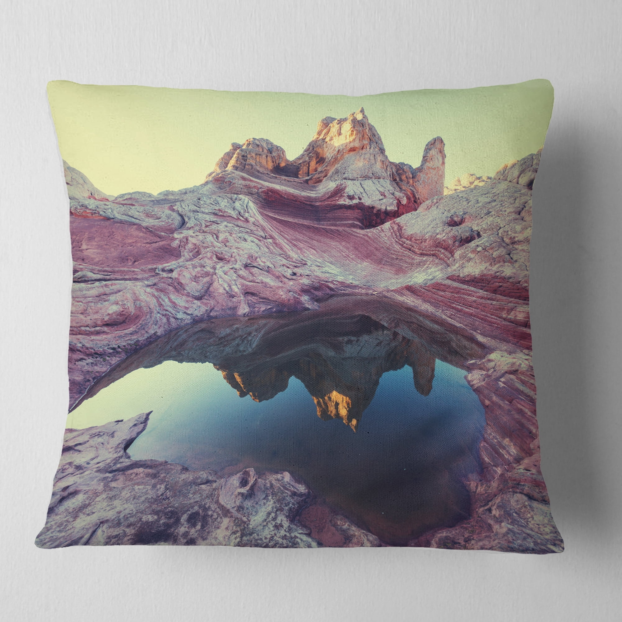 Designart Purple Tinged Vermilion Cliffs - Landscape Printed Throw Pillow - 16x16