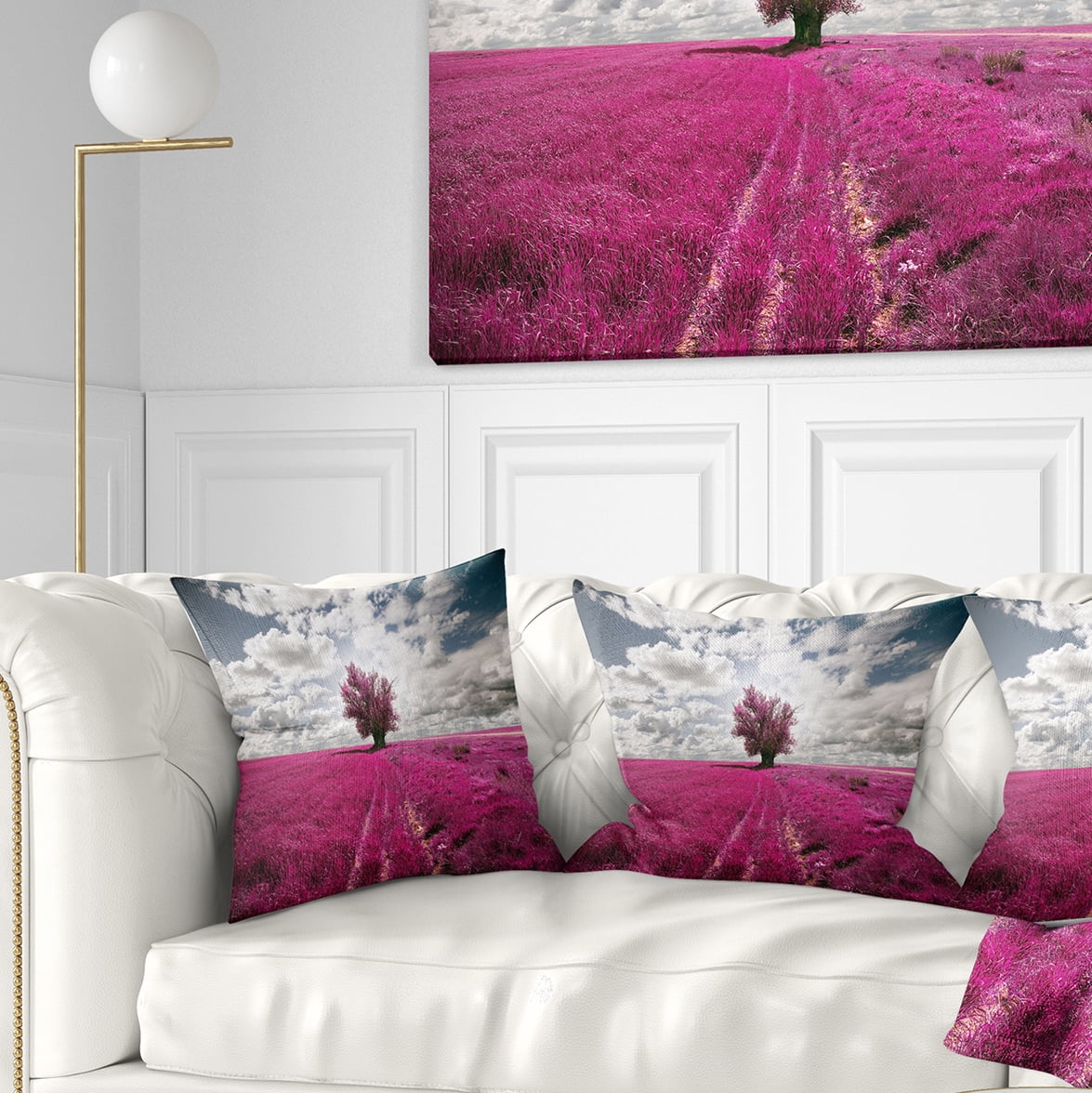 Designart Purple Tree Dreamscape - Landscape Photography Throw Pillow - 16x16