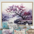 thumbnail image 1 of Designart "Purple Tree Dusk Euphony Landscape II" Landscape Trees Floater Framed Wall Art Print, 1 of 7