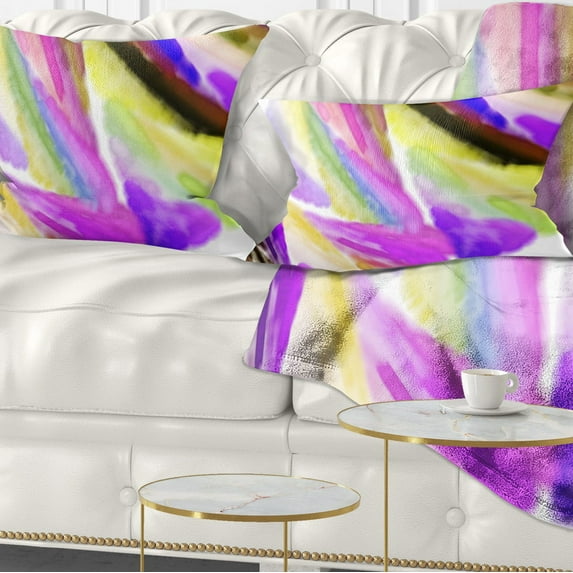 Designart Purple Vibrant Brushstrokes - Abstract Throw Pillow - 12x20