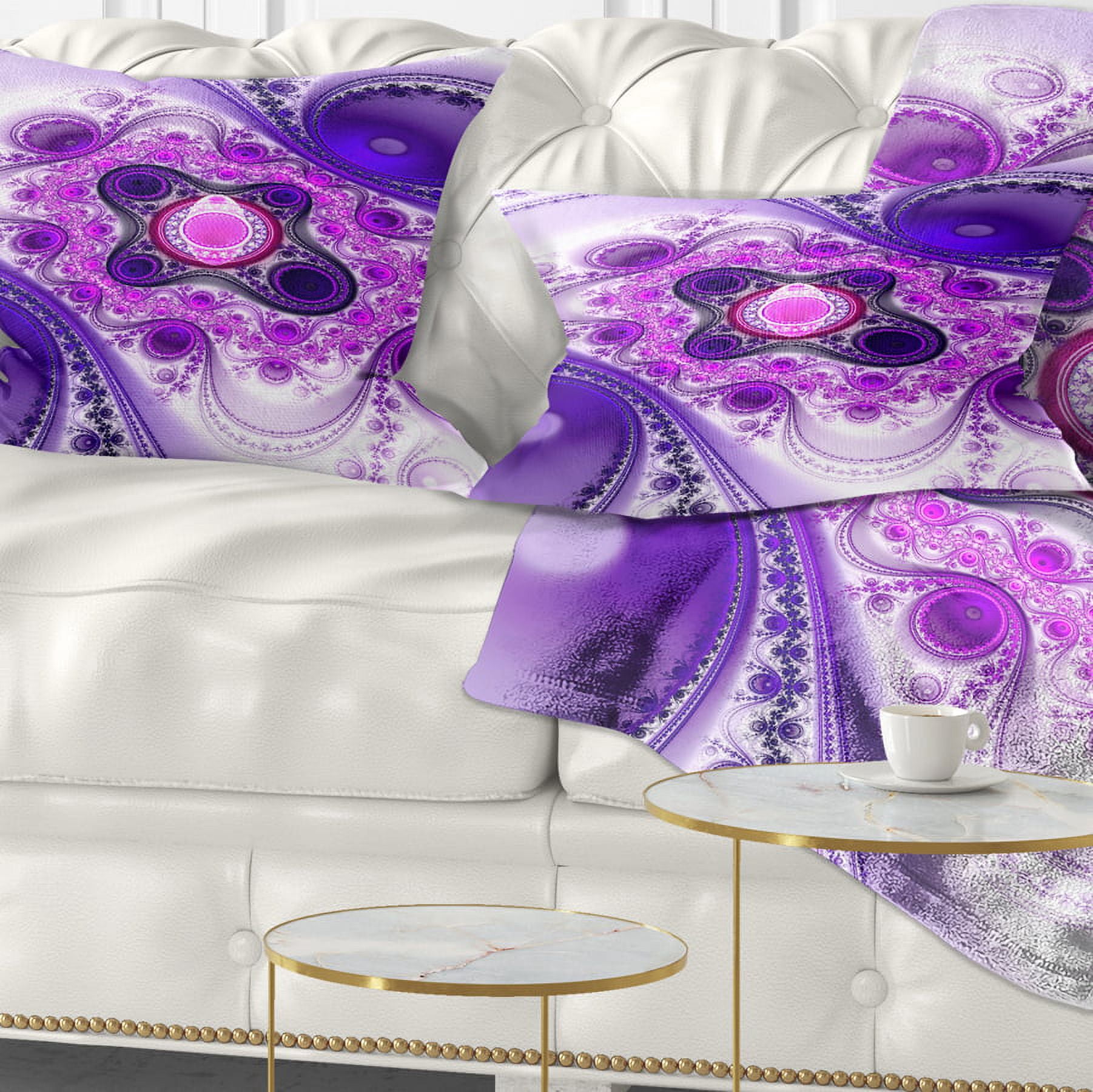 Designart Purple Wavy Curves and Circles - Abstract Throw Pillow - 12x20