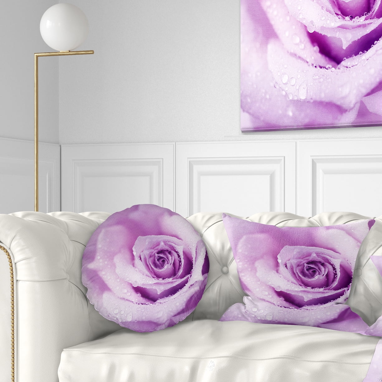 Designart Purple Wet Rose Background - Flowers Throw Pillowwork - 12x20
