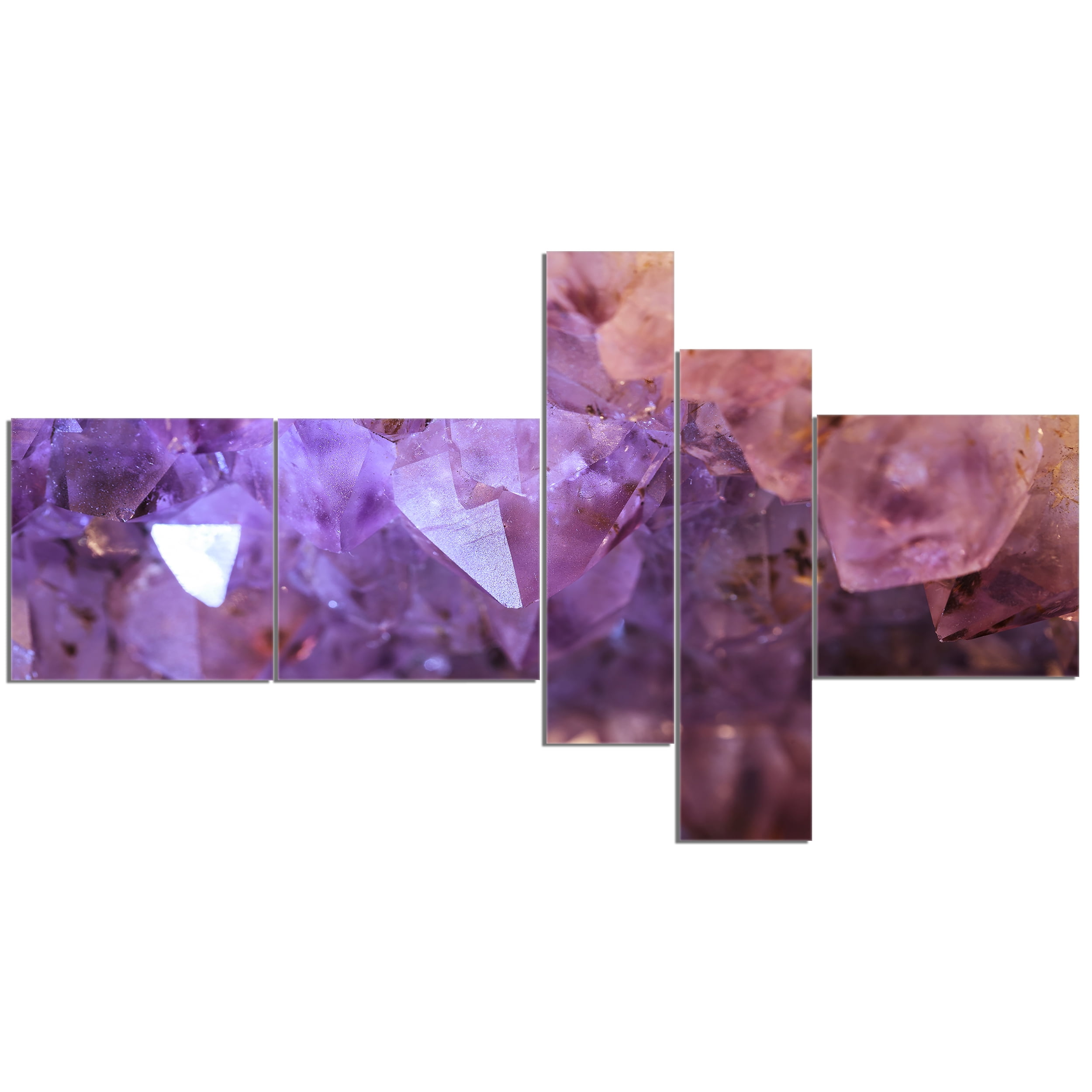 Designart 'Purple White Natural Amethyst Geode ' Abstract Canvas Artwork