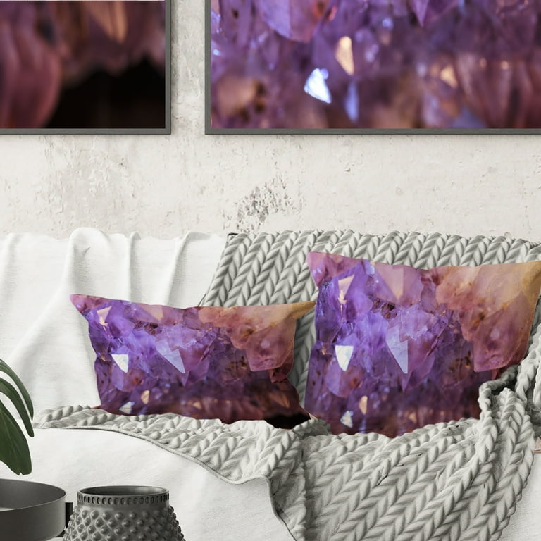 Designart Purple White Natural Amethyst Geode Abstract Throw Pillow 16x16 Walmart