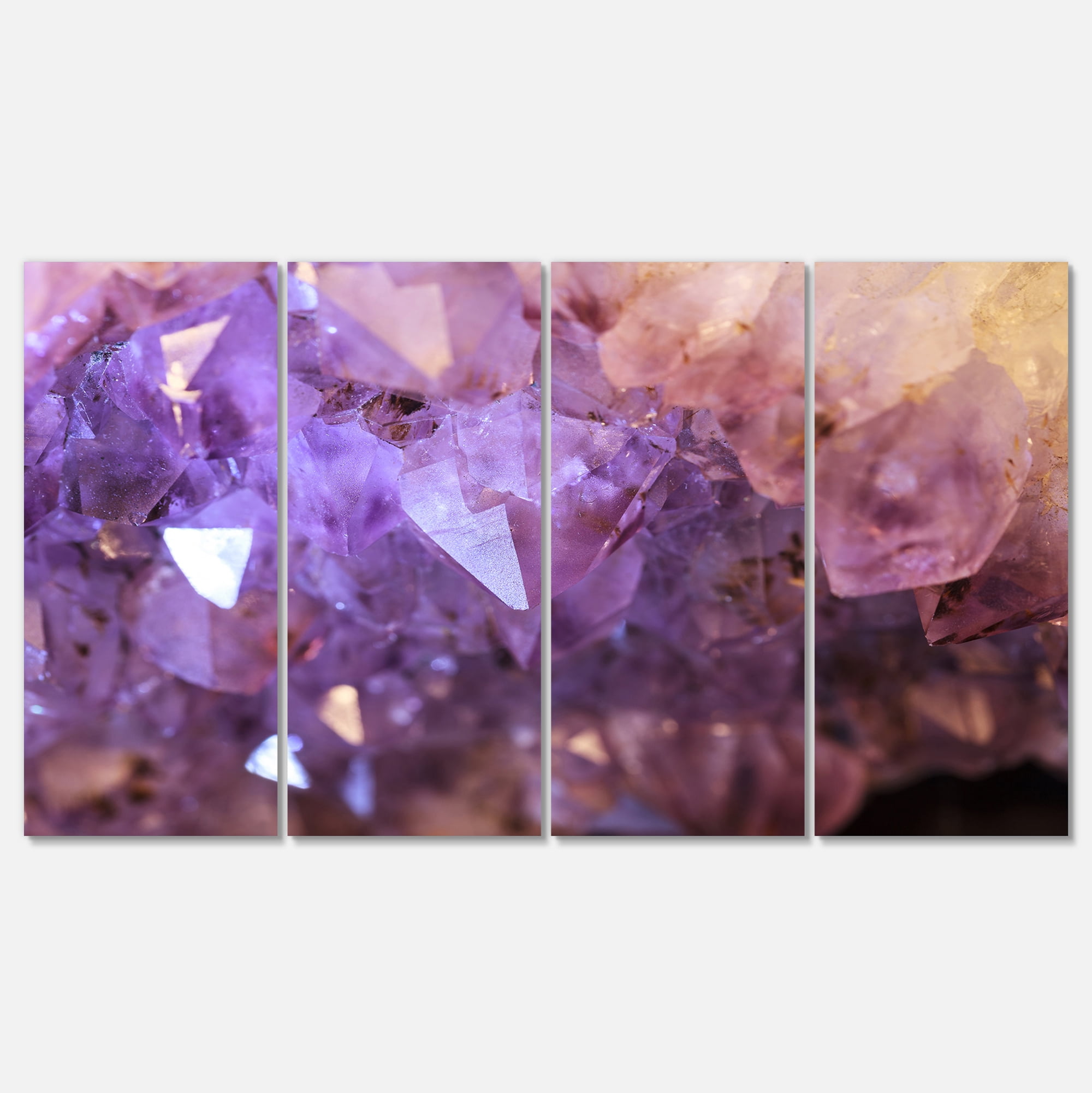 Designart 'Purple White Natural Amethyst Geode ' Large Abstract Canvas Artwork