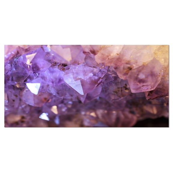 Designart 'Purple White Natural Amethyst Geode ' Large Abstract Canvas Artwork