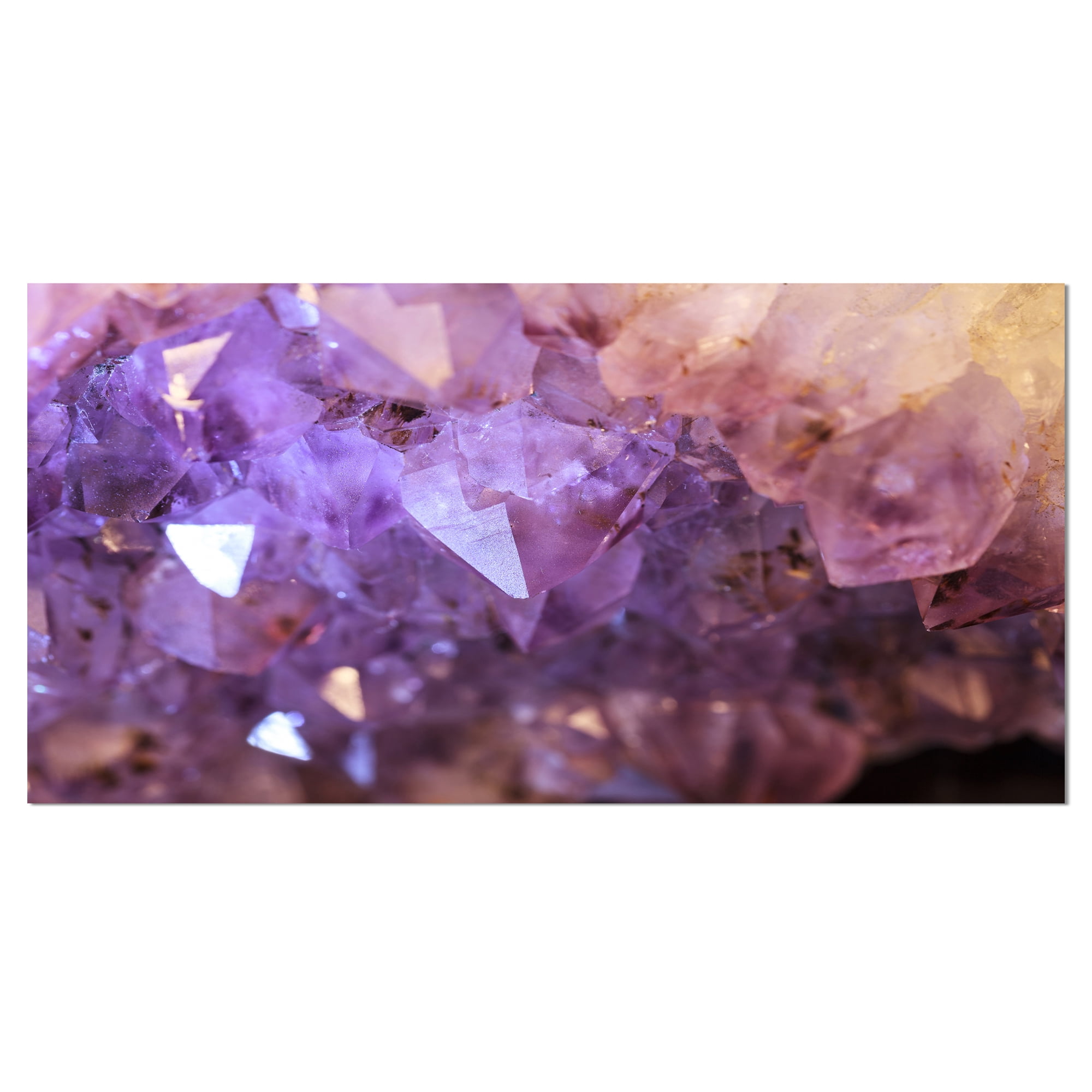 Designart 'Purple White Natural Amethyst Geode ' Large Abstract Canvas Artwork