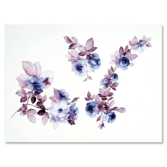 Designart ' Purple Wildflowers On White I ' Traditional Canvas Wall Art Print