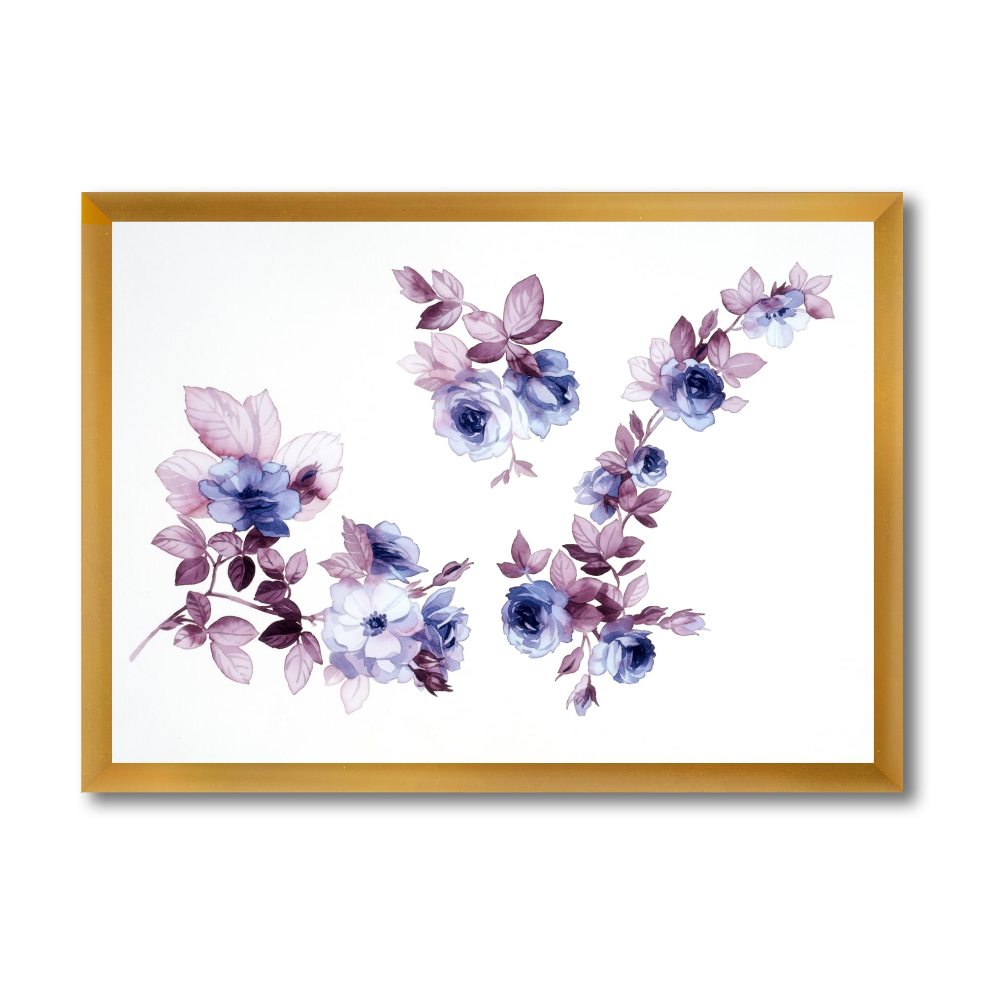 Designart 'Purple Wildflowers On White I' Traditional Framed Art Print