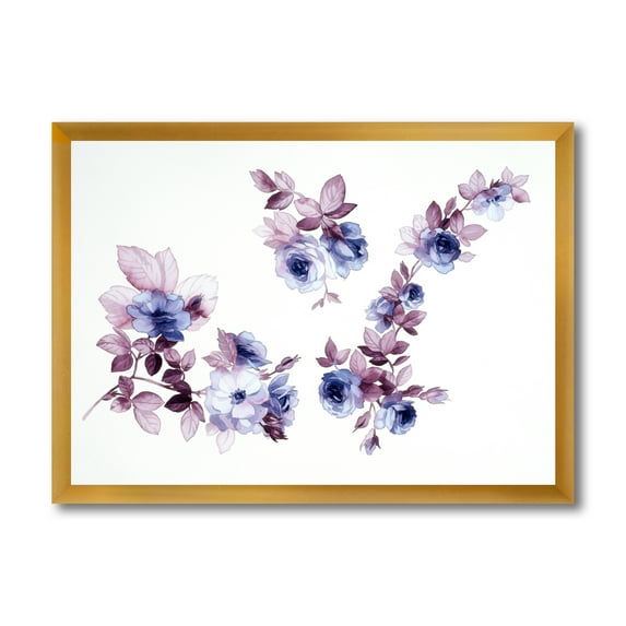 Designart 'Purple Wildflowers On White I' Traditional Framed Art Print