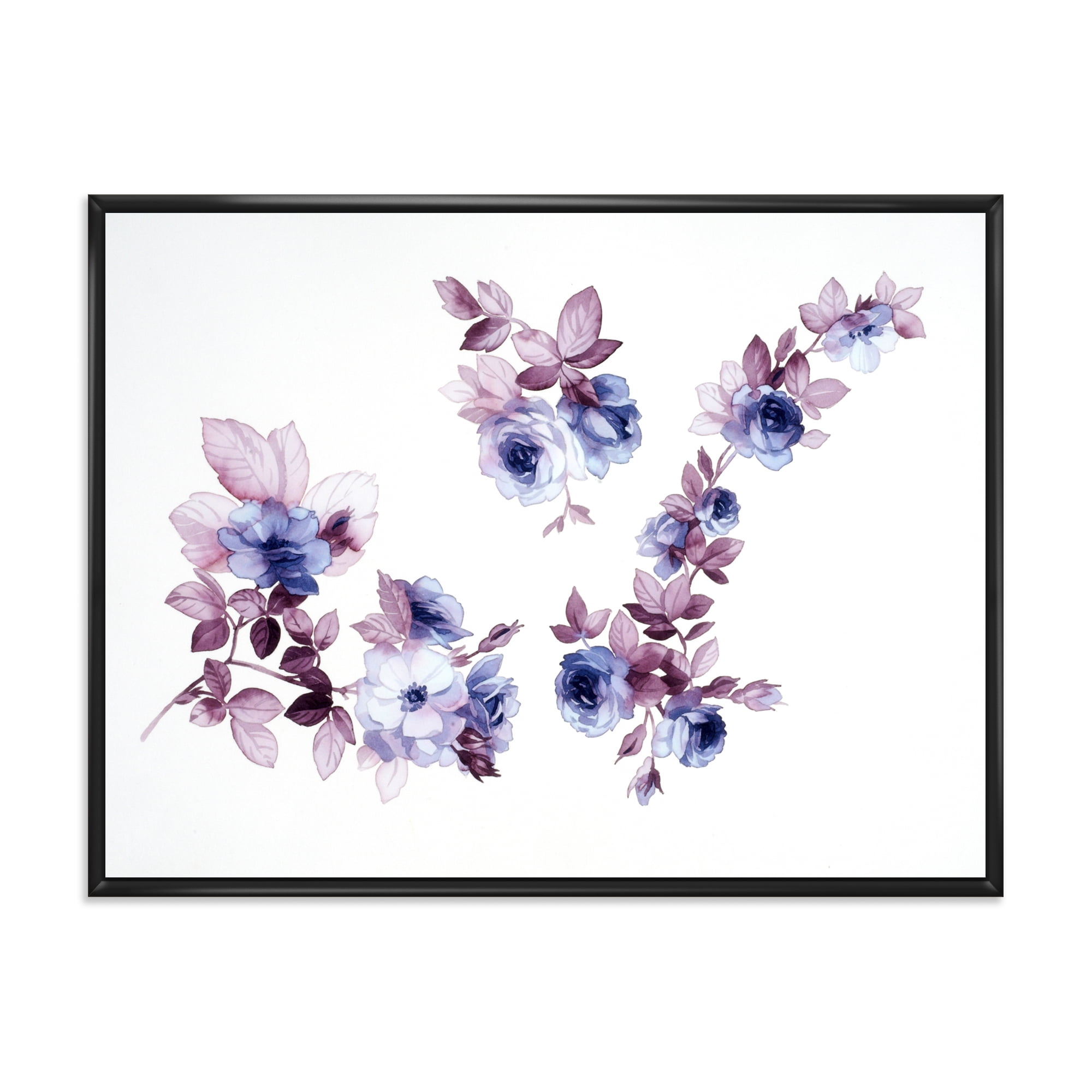 Designart 'Purple Wildflowers On White I' Traditional Framed Canvas Wall Art Print
