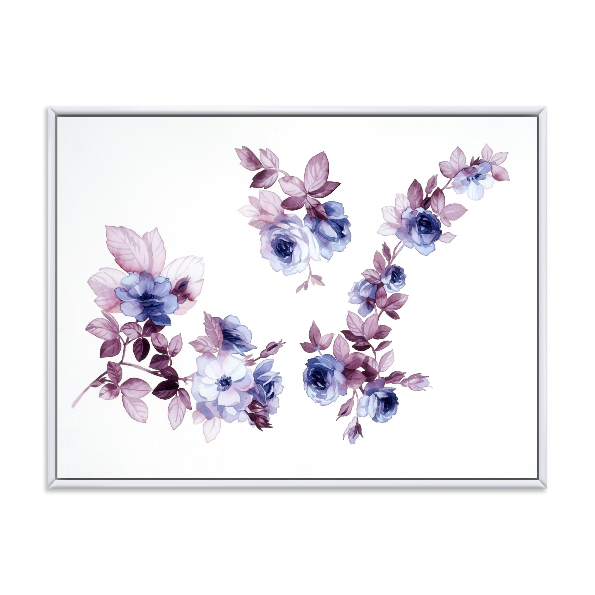 Designart 'Purple Wildflowers On White I' Traditional Framed Canvas Wall Art Print