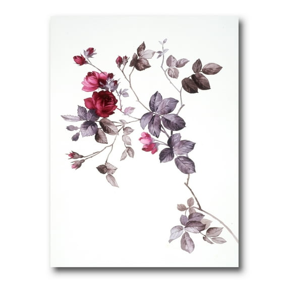 Designart ' Purple Wildflowers On White II ' Traditional Canvas Wall Art Print