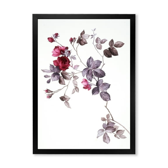 Designart 'Purple Wildflowers On White II' Traditional Framed Art Print
