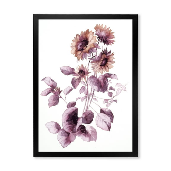 Designart 'Purple Wildflowers On White III' Traditional Framed Art Print
