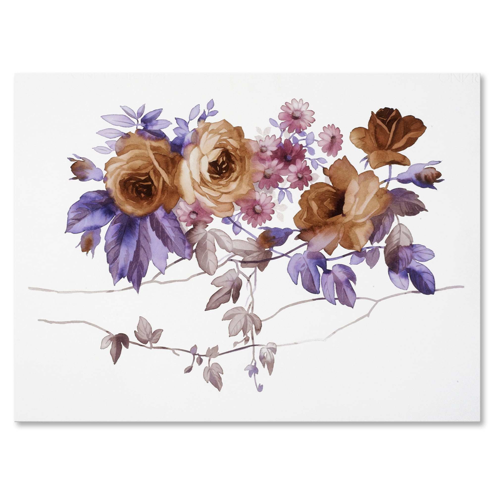 Designart ' Purple Wildflowers On White IV ' Traditional Canvas Wall Art Print