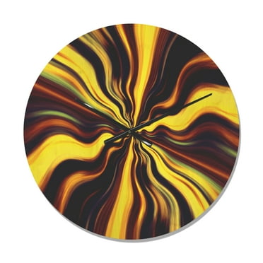 Designart 'Purple Yellow Black Fantasy ' Modern Wood Wall Clock