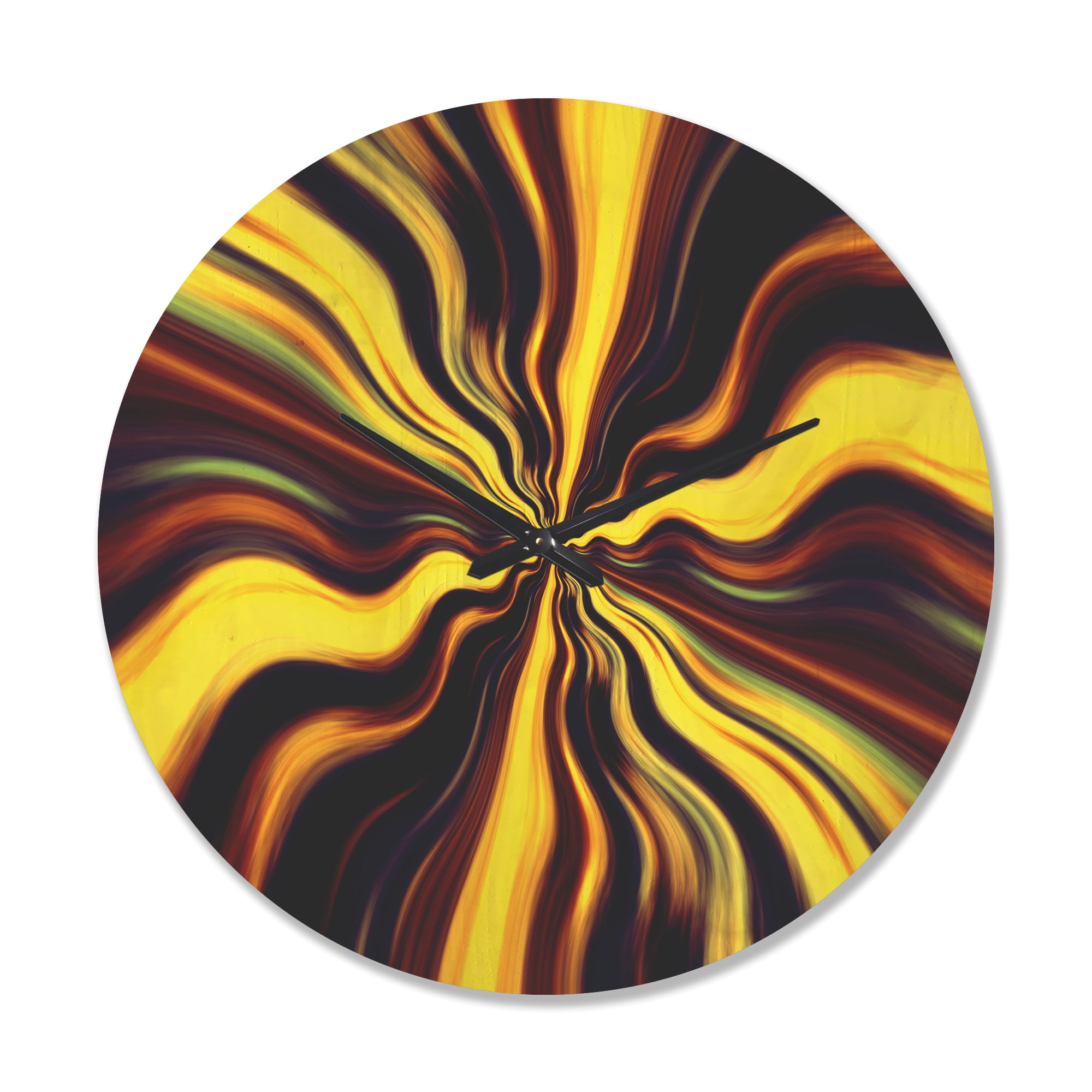 Designart 'Purple Yellow Black Fantasy ' Modern Wood Wall Clock