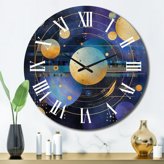 Designart "Purple Yellow Galactic Universe Stellar Harmony" Comets Oversized Wall Clock