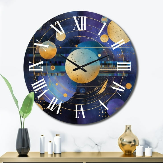 Designart "Purple Yellow Galactic Universe Stellar Harmony" Comets Oversized Wall Clock