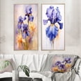 thumbnail image 1 of Designart "Purple Yellow Iris Impressions Radiant Hues" Floral Framed Wall Art Set Of 2 - Purple Floral Framed Canvas Set For Living Room Decor, 1 of 7