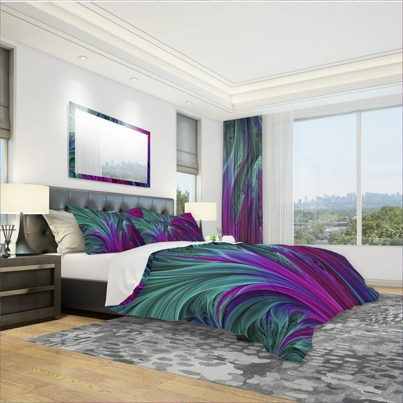 Designart 'Purple and Green Jungle' Modern & Contemporary Duvet Cover Set