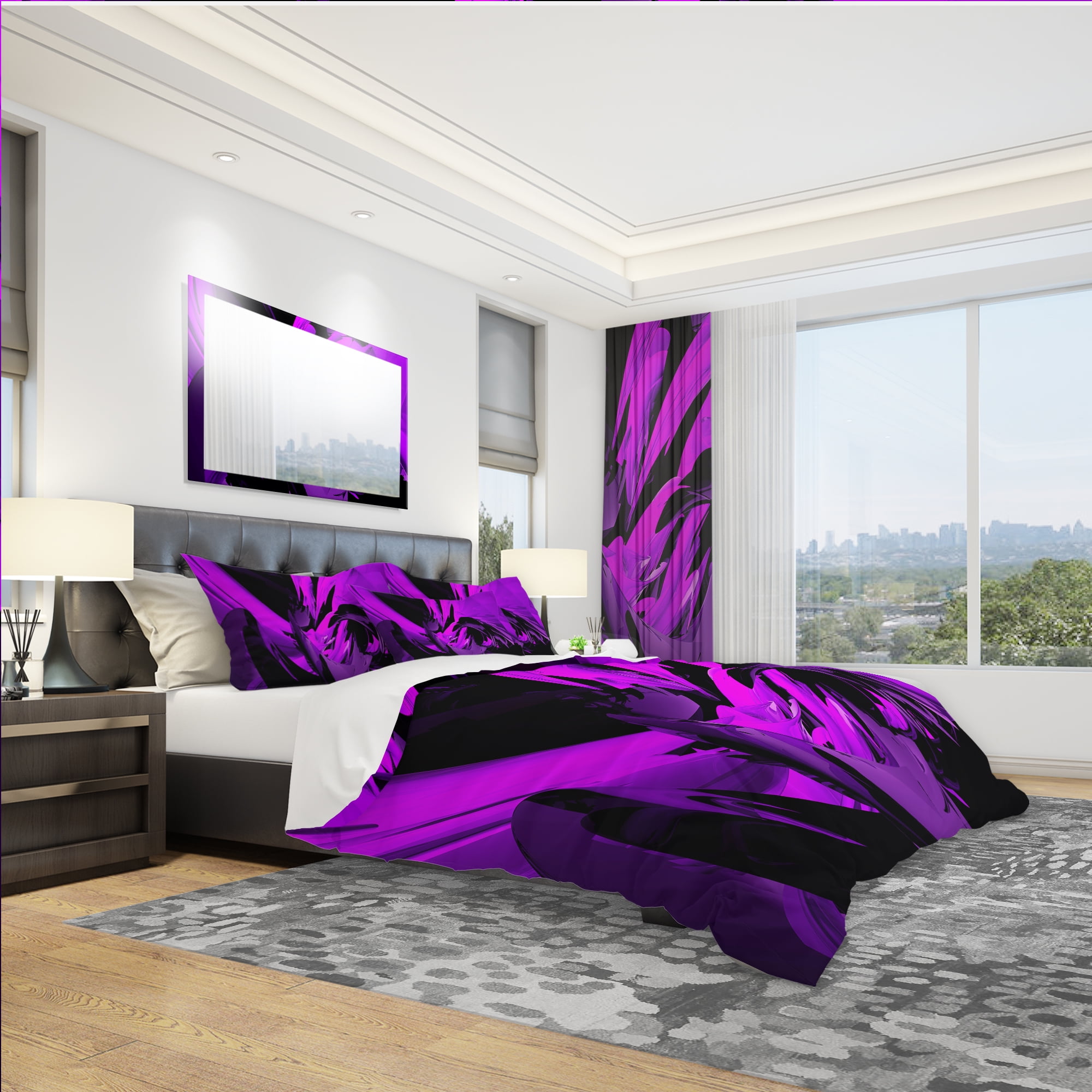 Designart 'Purple and Grey Mixer' Modern & Contemporary Duvet Cover Set