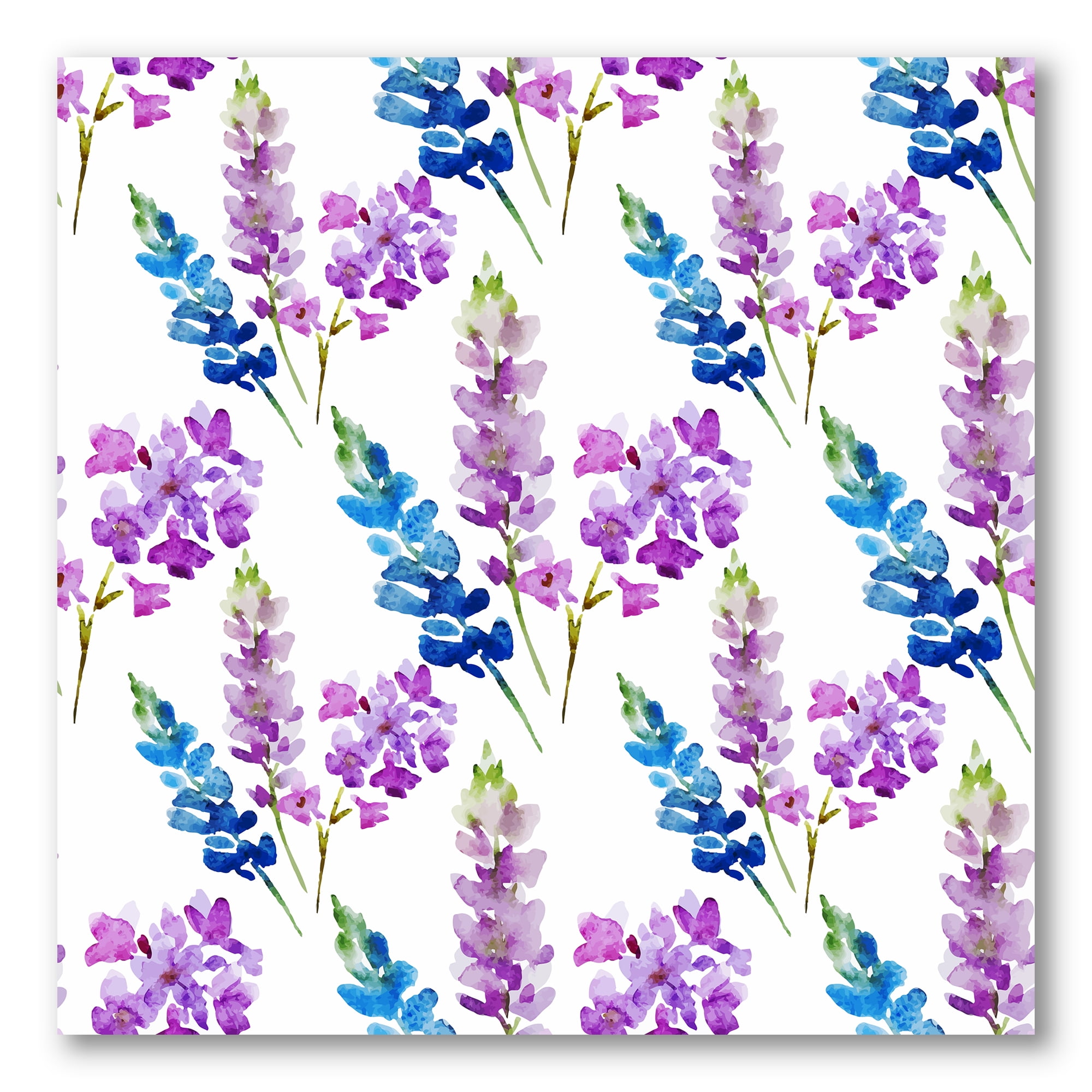 Designart ' Purple and Pink Floral Pattern ' Traditional Canvas Wall Art Print