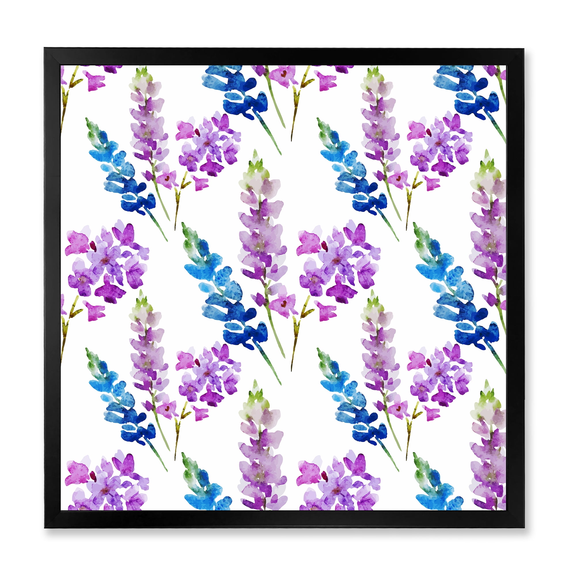 Designart 'Purple and Pink Floral Pattern' Traditional Framed Art Print