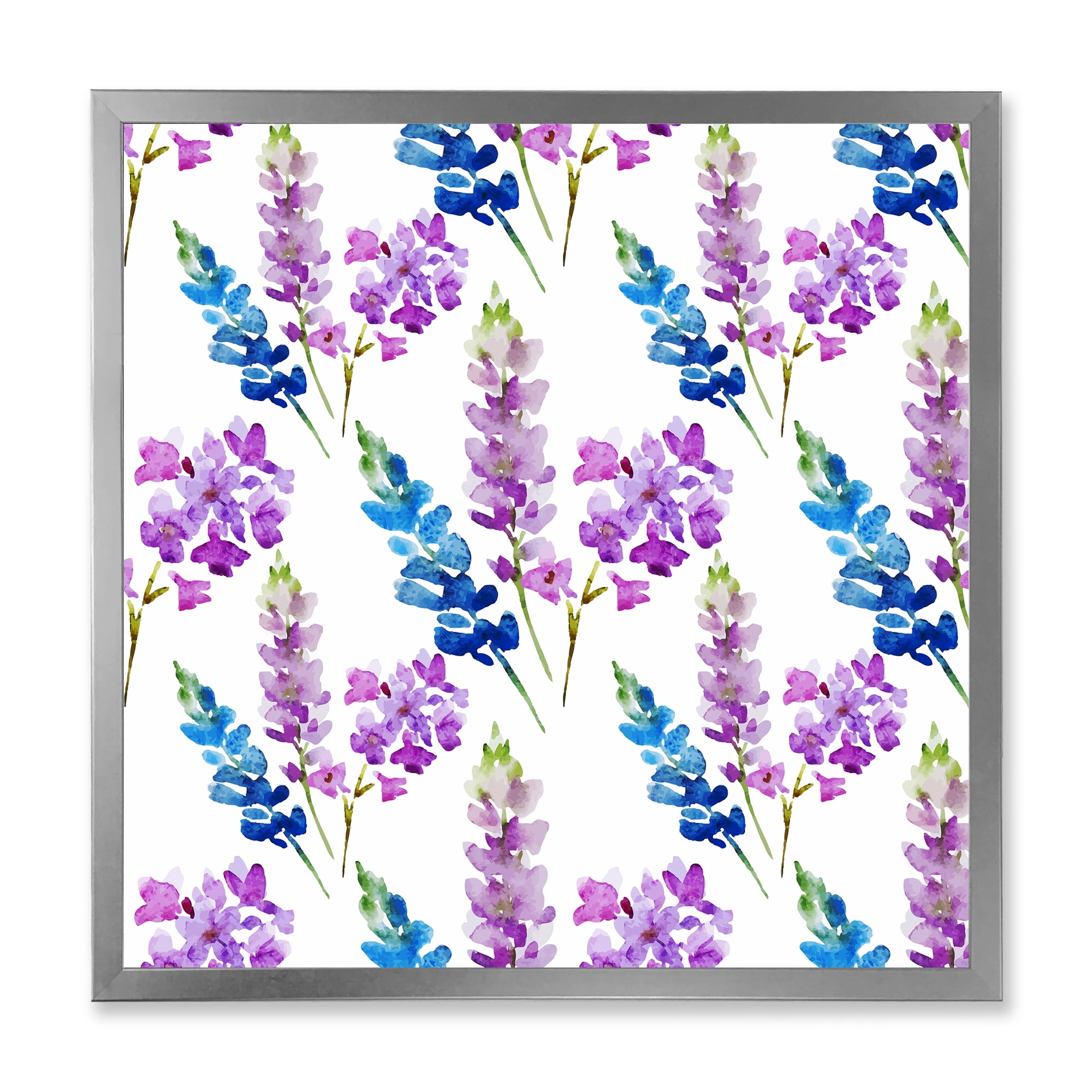 Designart 'Purple and Pink Floral Pattern' Traditional Framed Art Print