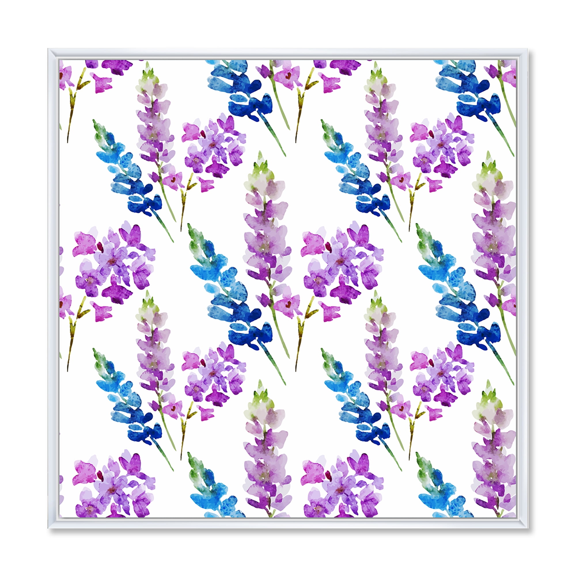 Designart 'Purple and Pink Floral Pattern' Traditional Framed Canvas Wall Art Print