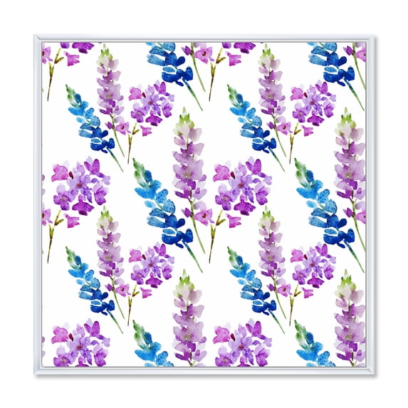 Designart 'Purple and Pink Floral Pattern' Traditional Framed Canvas Wall Art Print