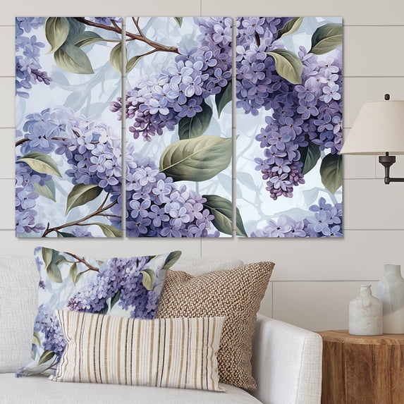 Designart "Purple grey Lilies Bloom Fragrant IV" Floral Metal Wall Decor Set