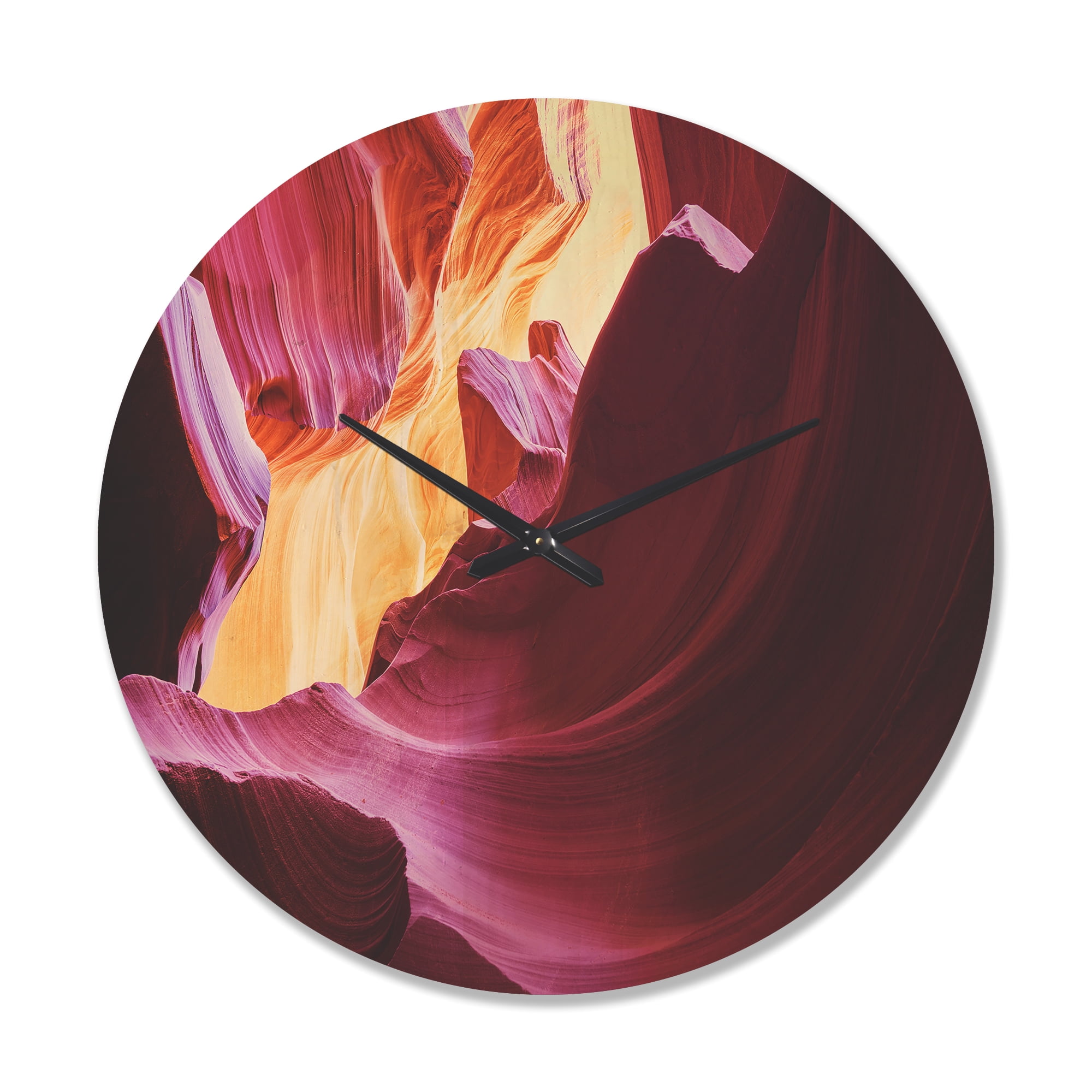 Designart 'Purple in Antelope Canyon Landscape' Modern Wood Wall Clock