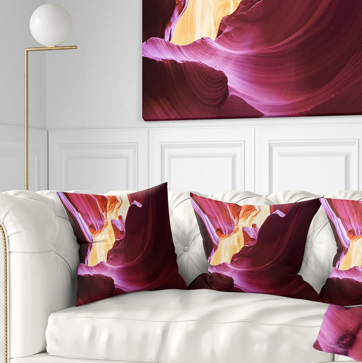 Designart Purple in Antelope Canyon - Landscape Photography Throw Pillow - 18x18