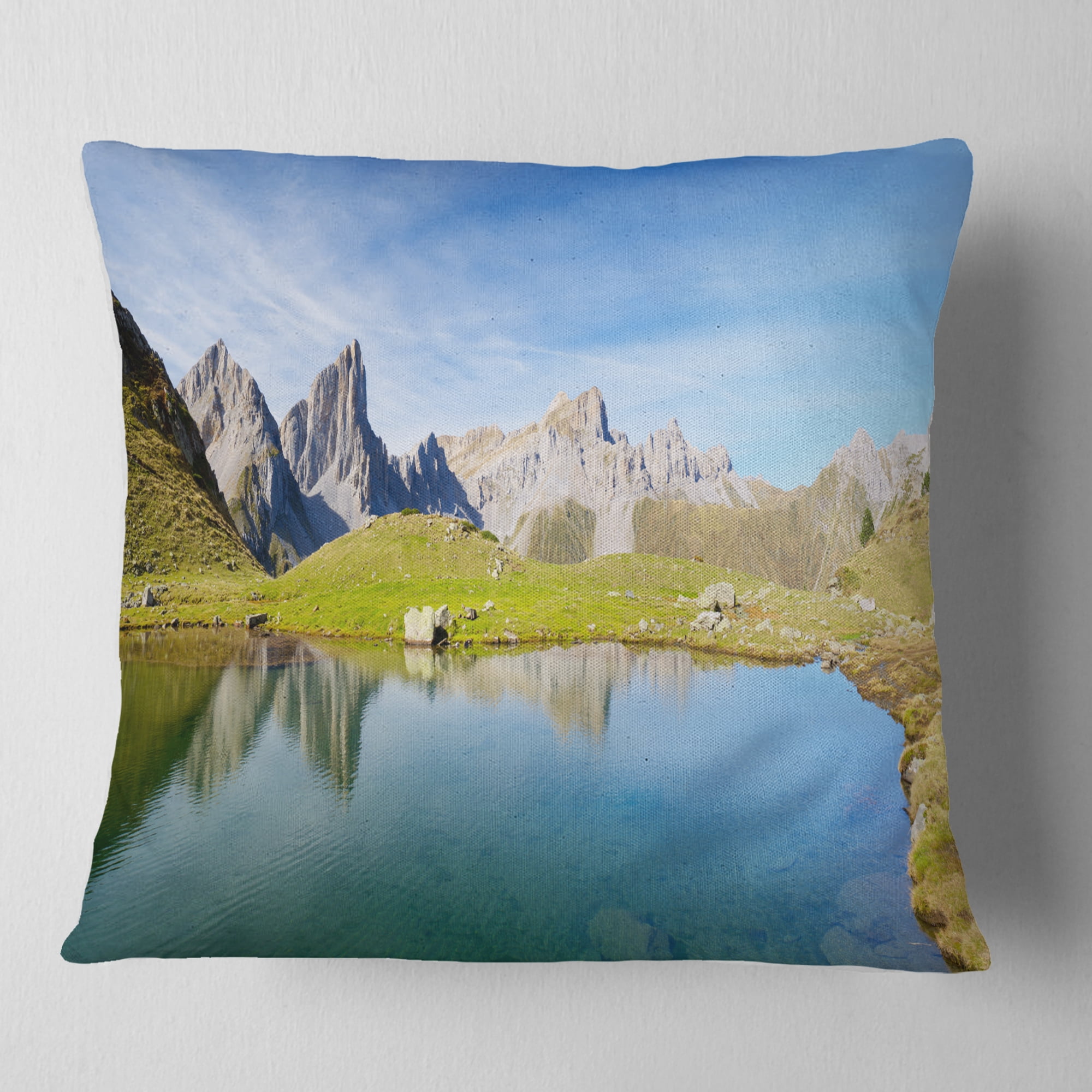 Designart Pyrenee in France Panorama - Landscape Printed Throw Pillow - 18x18