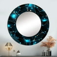 thumbnail image 1 of Designart "Quantum Vision in Blue Geometry II" Geometric Turquoise Large Round Mirror - Round Bedroom Mirror Wall Decor - Modern Round Printed Mirror - 23" x 23", 1 of 6