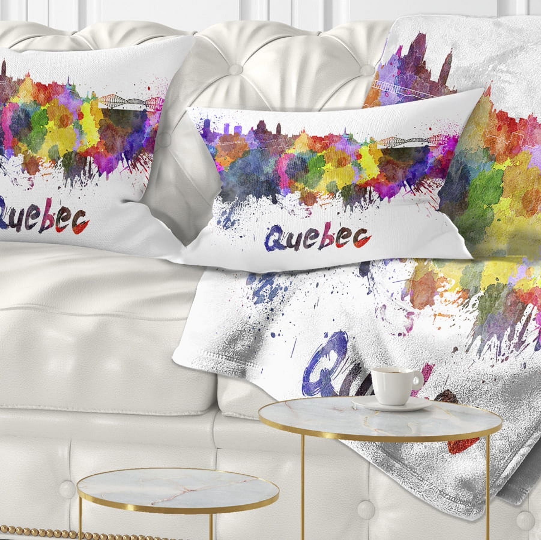 Designart Quebec Skyline - Cityscape Throw Pillow - 12x20