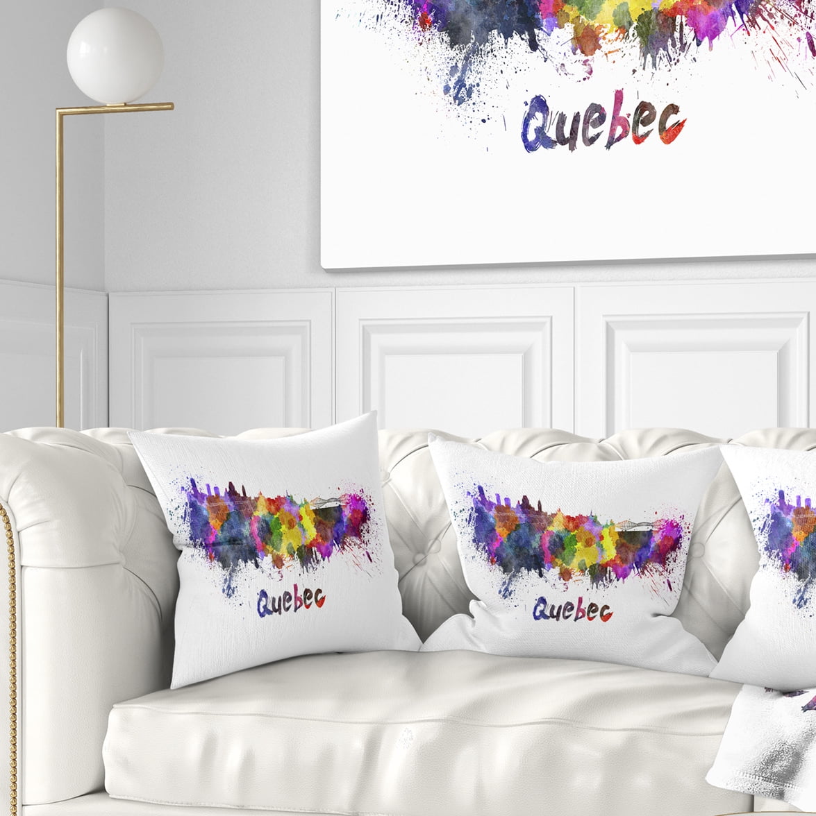 Designart Quebec Skyline - Cityscape Throw Pillow - 16x16