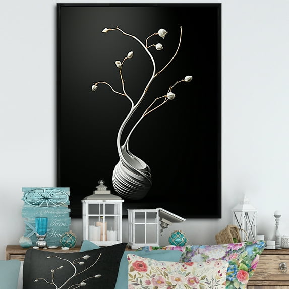 Designart "Quiet Grace I" Animals Snake Floater Framed Wall Decor
