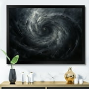 Designart "Quiet Quasar In Black Hole" Abstract Spirals Picture Framed Canvas Art Print