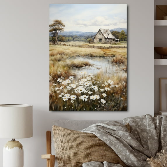 Designart "Quiet Retreat at the Farmhouse I" Floral Canvas Art Print