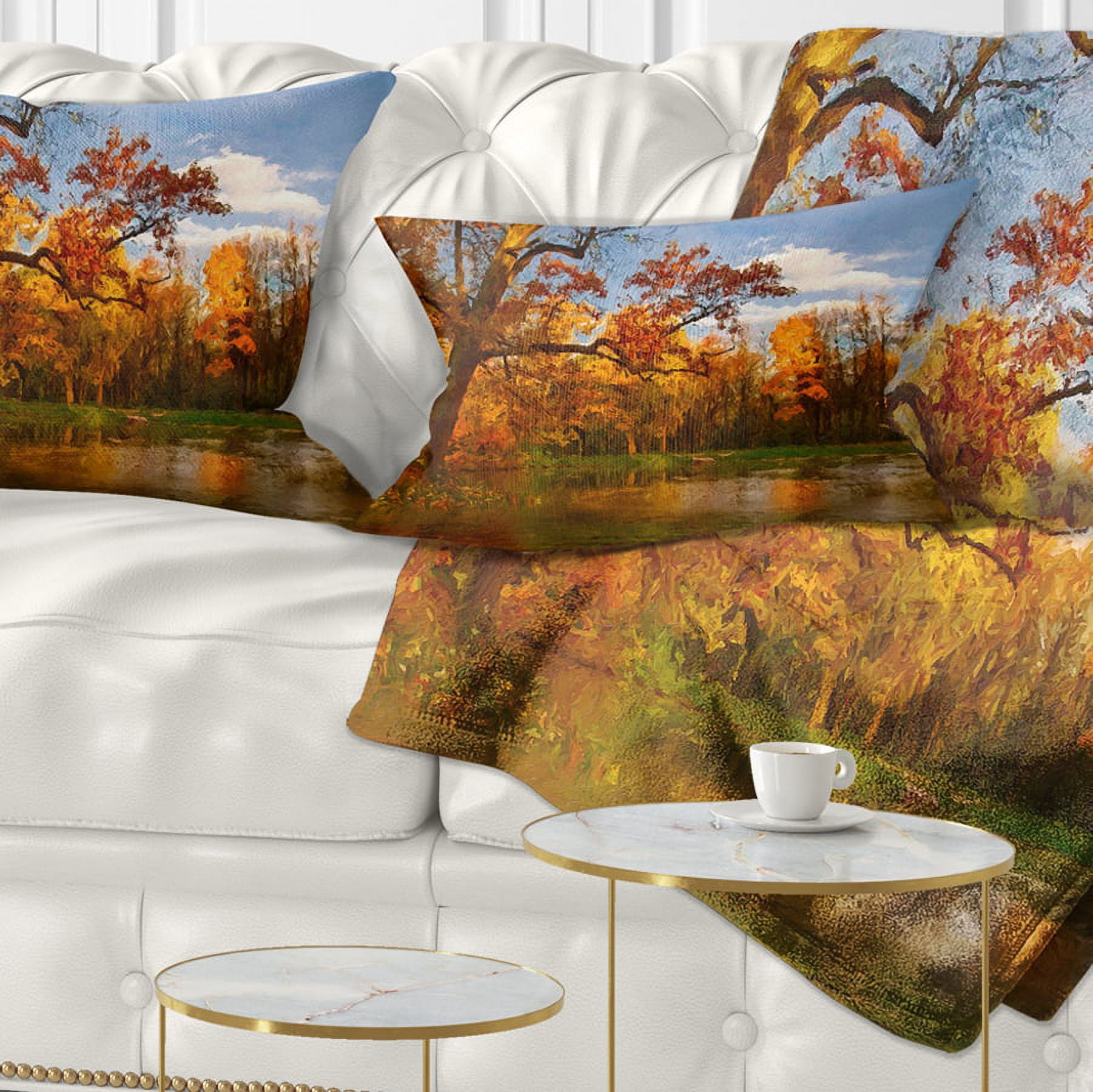 Designart Quiet and Silent Autumn - Landscape Printed Throw Pillow - 12x20
