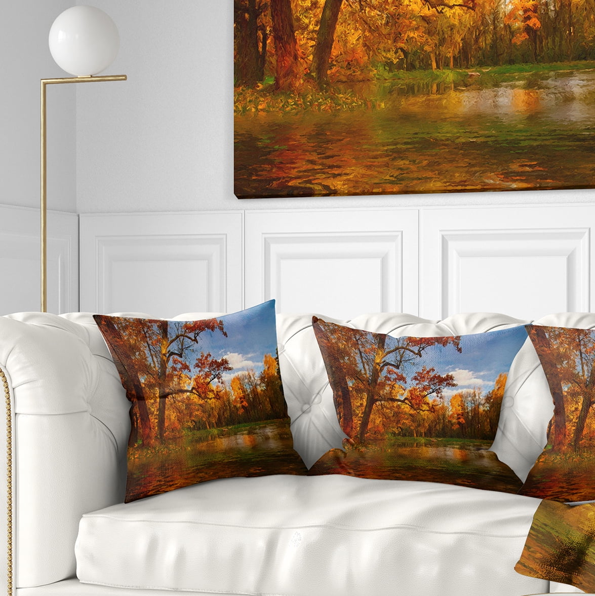 Designart Quiet and Silent Autumn - Landscape Printed Throw Pillow - 18x18