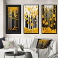 thumbnail image 1 of Designart "Quill Minimalism Abstract Yellow Forest I" Landscape Trees Framed Wall Art Set Of 3 - Yellow Trees Frame Canvas Set For Living Room Decor, 1 of 6