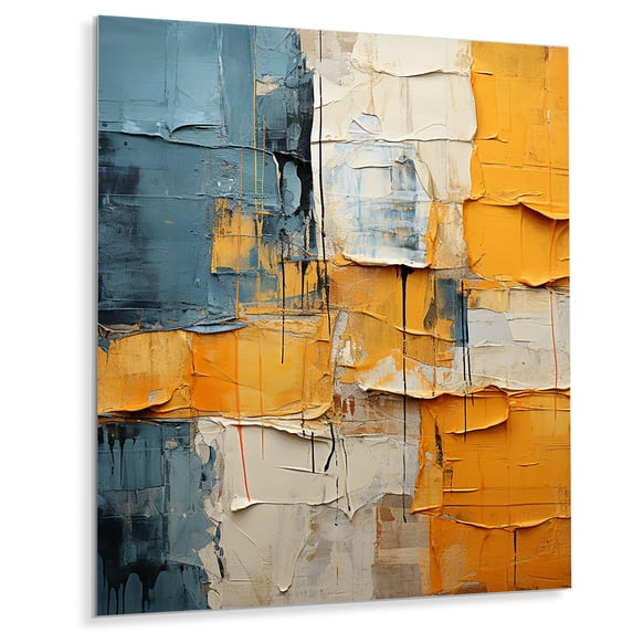Designart "Quilted Paper II" Abstract Collages Metal Art Living Room