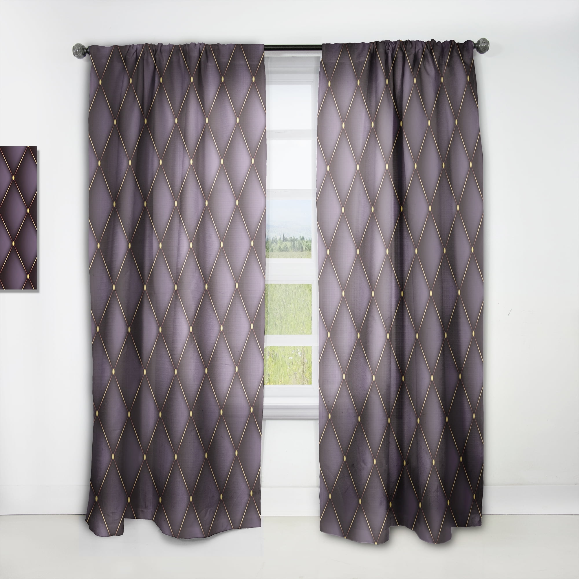 Designart 'Quilted Retro Pattern' Mid-Century Modern Curtain Panel