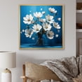 thumbnail image 1 of Designart "Quirky White And Blue Flowers I" Flowers Floater Framed Canvas Wall Art, 1 of 5